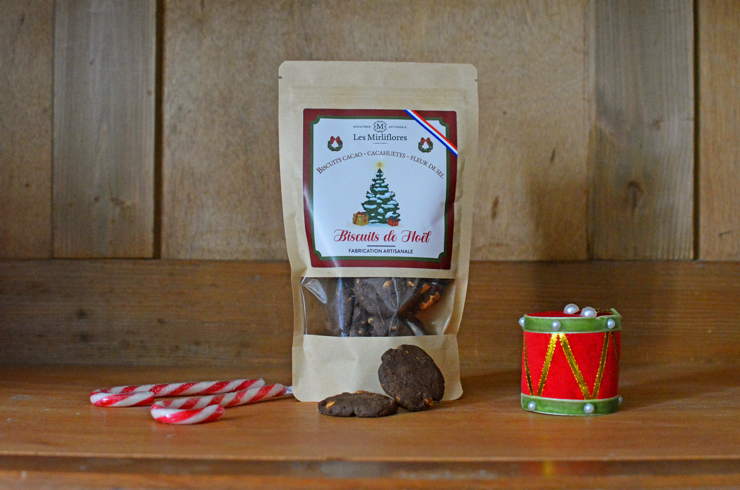 Biscuits de Noël - sablé cacao, cacahuètes et fleur de sel - 120g