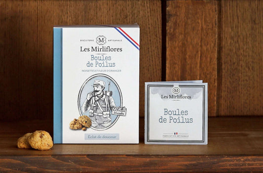 Biscuits historiques artisanaux à la fleur d'oranger et aux noisettes françaises fabriqués par la biscuiterie artisanale Les Mirliflores.