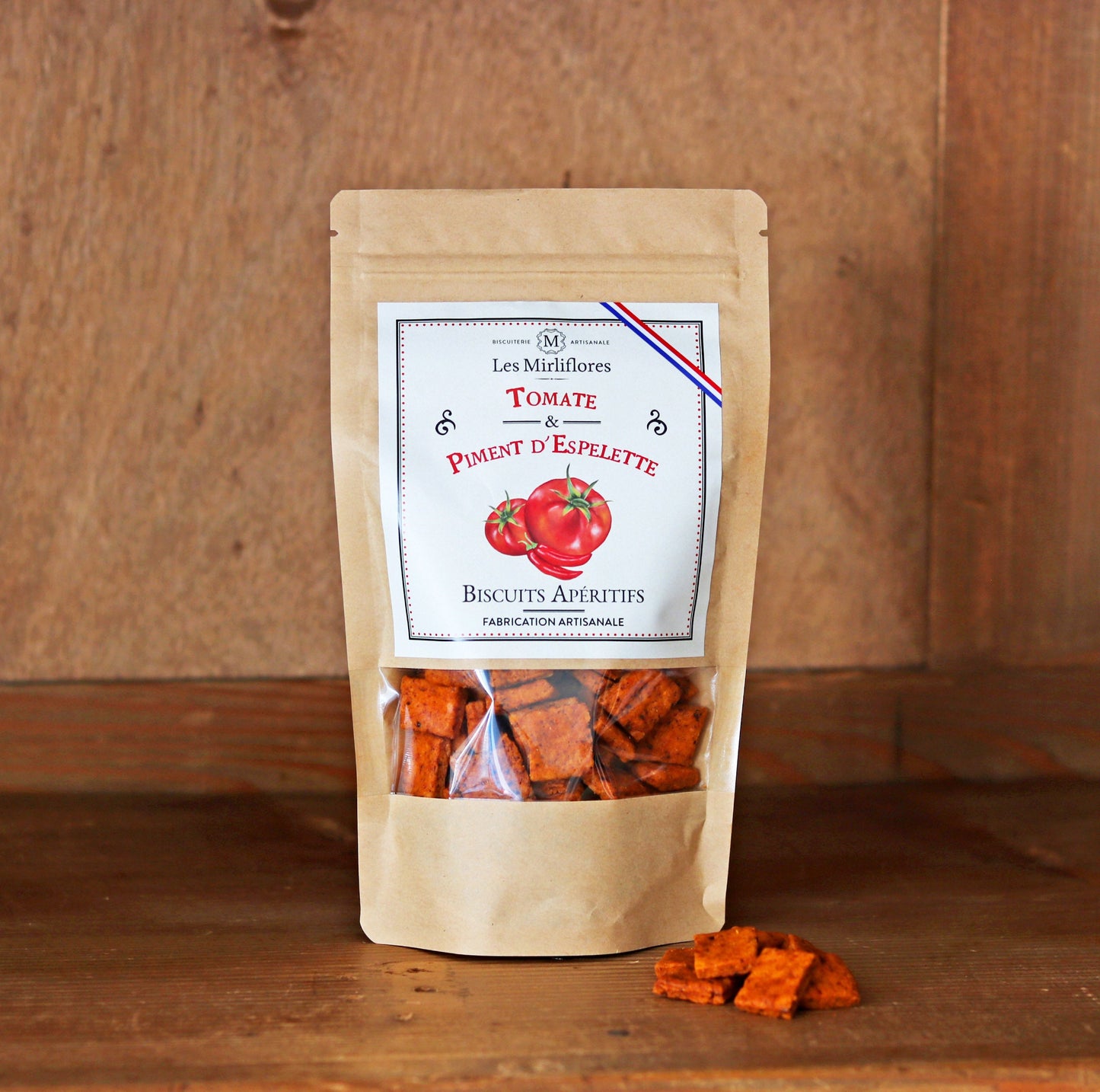 Biscuits apéritif tomate piment d'Espelette 120g Les Mirliflores