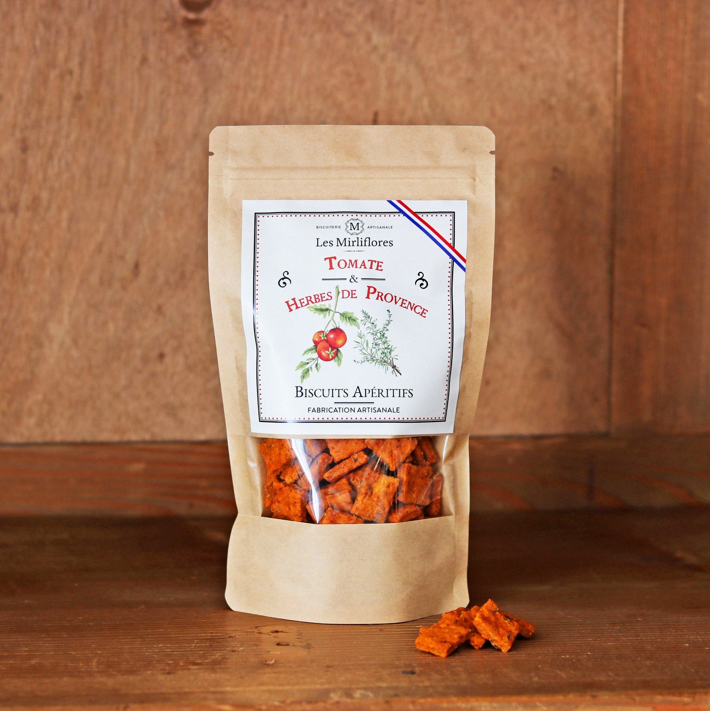 Biscuits apéritifs tomates et herbes de Provence 120g Les Mirliflores
