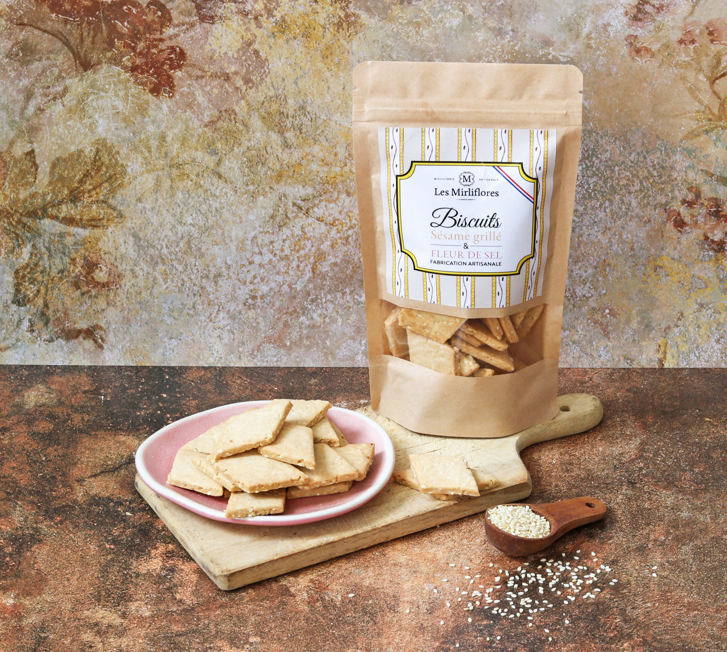 Biscuits aux graines de sésame et à la fleur de sel - sachet 120g Les Mirliflores