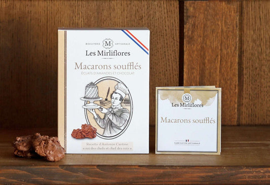 Macarons soufflés au chocolat et aux amandes fabriqué par la biscuiterie artisanale Les Mirliflores Tarn.
