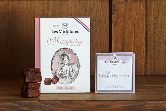Gâteaux aux chocolat et amandes appelés Massepains et fabriqués par la biscuiterie artisanale Les Mirliflores.