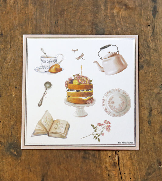 Petite affiche illustrée - L'heure du thé - 20x20 cm