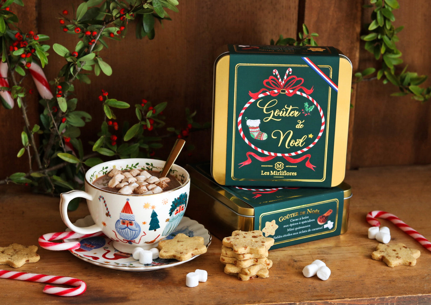 Coffret de Noël : biscuits caramel, cacao à boire et marshmallows