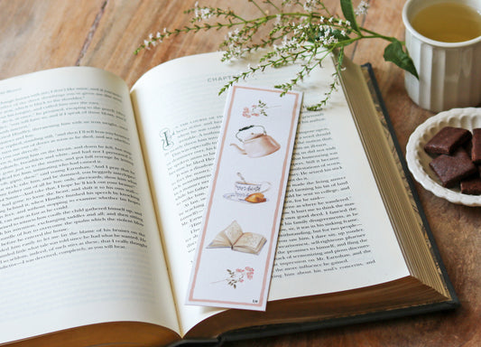 Marque page illustré 200x50mm - L'heure du thé