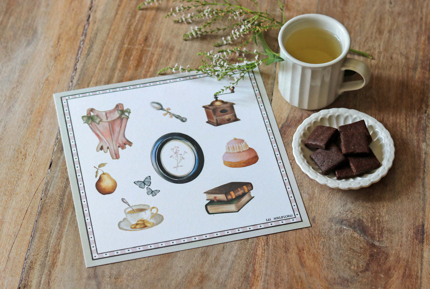 Petite Affiche illustrée - Le goûter enchanté - 20x20cm