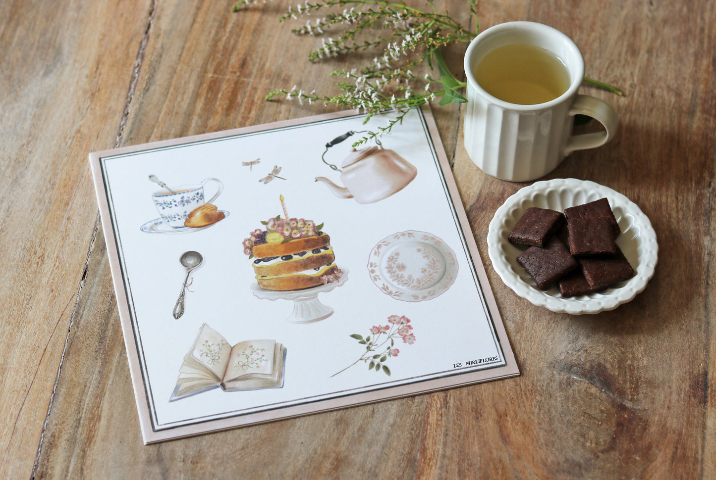 Petite affiche illustrée - L'heure du thé - 20x20 cm